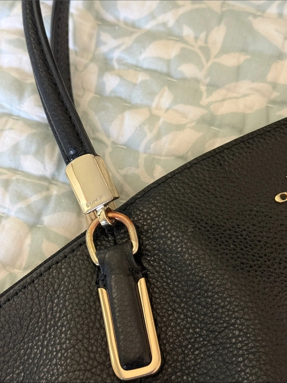 Coach Black Pebbled Leather Shoulder Bag with Gold Hardware